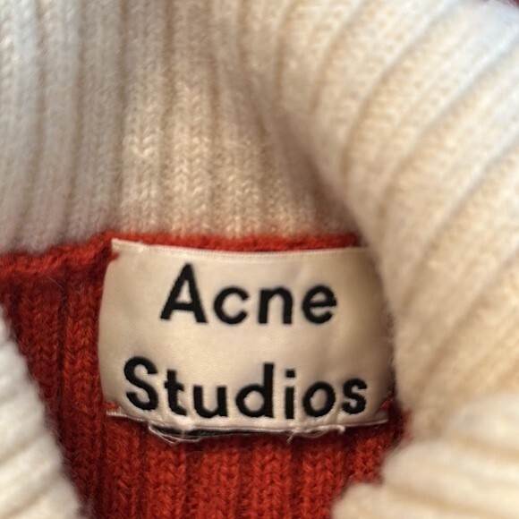 Acne studios Wool Red and cream long sleeve turtleneck sweater size M - Picture 4 of 6